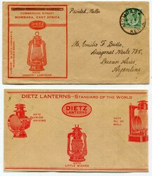 1935 illustrated advertising envelope "Dietz Lanterns" addressed to ...
