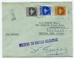 1961 envelope from Bombay addressed to Bermuda. Straight line ...