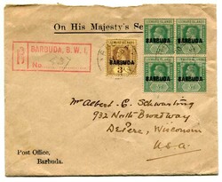 1924 registered envelope from The Post Office addressed to the U.S.A. ...