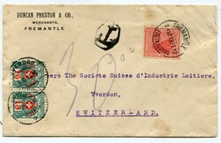 1912 underpaid envelope addressed to Switzerland franked 1d adhesive ...