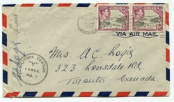 1942 censored airmail envelope from an Canadian Officer based on the ...