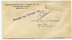 1939 stampless Consignee envelope from New York addressed to St ...
