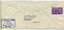 1950 envelope addressed to Supply Officer H.M.S. Highflyer H.M. Naval ...