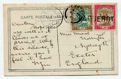 1909 postcard addressed to Exeter franked 2m & 1m adhesives cancelled ...