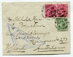 1902 censored envelope addressed to Amsterdam franked horizontal pair ...