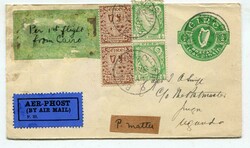 1927 Irish 1/2d stationery card uprated vertical pair 2 1/2d & 1/2d ...