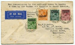 1934 airmail envelope addressed to Argentina franked 1/2d, 2d, 4d & ...