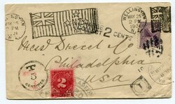 1901 underpaid envelope addressed to Philadelphia franked 2d adhesive ...