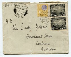 1937 envelope from Sliema addressed to Australia franked 4 1/2d and a ...
