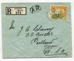 1939 registered envelope addressed to Oregon franked 4 1/2d adhesive ...