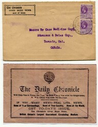 Undated "Daily Chronicle' advertising envelope addressed to Toronto. ...