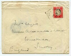 1907 envelope addressed to Wimbledon franked 1d adhesive tied 'KOTA ...