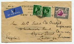 1937 redirected airmail envelope addressed to London. Franked 50c ...