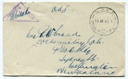 1943 O.A.S. censored envelope addressed to Wellington cancelled 'N.Z ...