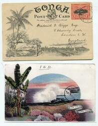 c.1909 1d illustrated stationery card (Blow Holes Houma - Tonga) ...