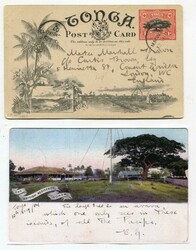 1907 1d illustrated stationery card (The British Residency, Tonga) ...