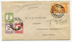 1952 taxed envelope from Papua New Guinea . Franked horizontal pair ...