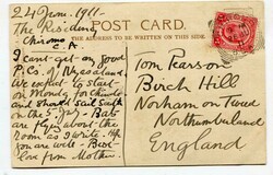 1911 postcard addressed to Northumberland franked 1d adhesive tied ...
