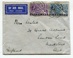1935 airmail envelope addressed to Maidstone franked 6d & 3d Leopard ...