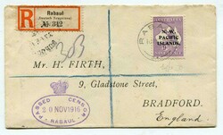 1916 censored registered envelope addressed to Bradford. Franked ...