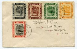 1933 multi franked envelope addressed to New York. Adhesives tied ...
