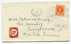1954 taxed envelope from Gatooma adressed to Georgetown, British ...