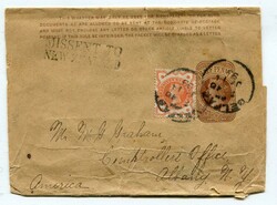 1899 Great Britain 1/2d stationery wrapper uprated 1/2d adhesive tied ...