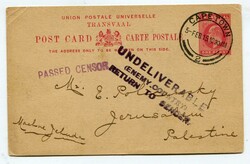 1915 censored 1d Transvaal stationery card with message addressed to ...