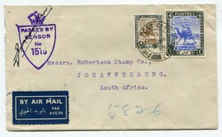1944 censored airmail envelope addressed to South Africa. Franked 5m ...