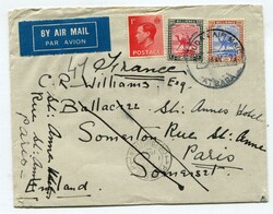 1937 airmail envelope addressed to Somerset. Franked 10m &amp; 15m ...