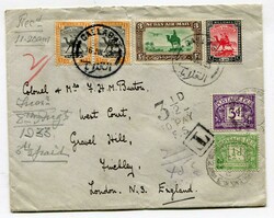 1933 underpaid envelope addressed to London. Franked horizontal pair ...