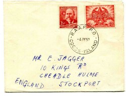 1952 envelope to the U.k. franked Australian 2 x 21/2d adhesives tied ...