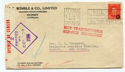 1942 censored envelope from Sydney addressed to Rev. Linggood, Rabual ...