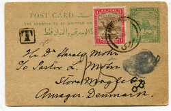 1930 3m stationery card with message addressed to Denmark cancelled ...