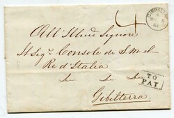 1861 entire from the Italian Consul, Malta. Addressed to Gibraltar ...
