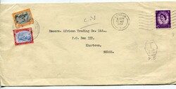 1958 underpaid envelope from London addressed to Khartoum. On arrival ...