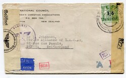 1944 multi censored envelope addressed to Switzerland. Franked '3/6d' ...