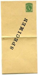 KGV 1/2pi stationery wrapper overprinted "SPECIMEN" The usual printer ...
