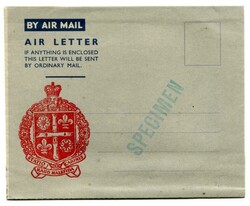 1953 Formula Air Letter overprinted "SPECIMEN"
