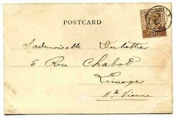 1902 ppc addressed to France 3c adhesive tied "LIGNE N PAQ NO 2" c.d ...