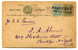 1904 1c stationery postcard uprated 1c adhesive 'Pr S S Parima' ...