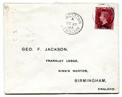 1893 envelope addressed to Birmingham. Franked 'FIVE PENCE' on 'SIX ...