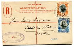 1906 4d registered stationery envelope (Size G) addressed to Austria ...