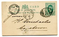 1894 C.G.H. 1/2d stationery card commercially used to Cape Town ...