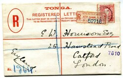 1896 4d registered stationery envelope (Size G) addressed to London ...