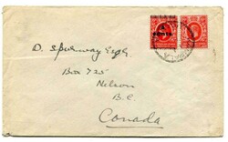 1922 envelope addressed to Canada. Franked '4 CENTS' on '6c' and a ...