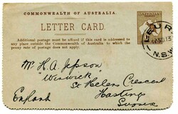 1913 1d 'Roo' (Olive) illustrated stationery showing on the reverse ...