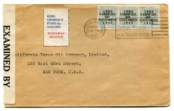 1942 censored envelope addressed to New York. Franked horizontal ...