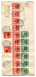 1919 registered local envelope franked 1/2d and 1d adhesives ...