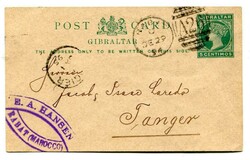 1894 5c Gibraltar stationery postcard commercially used to Tangier ...